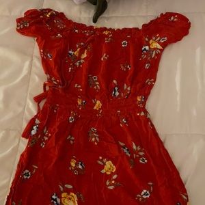 Red Off the Shoulder Kendall and Kylie Dress